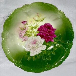 Antique Hand-painted Porcelain Bowl W/Roses Porzellanmanufaktur Tettau Germany